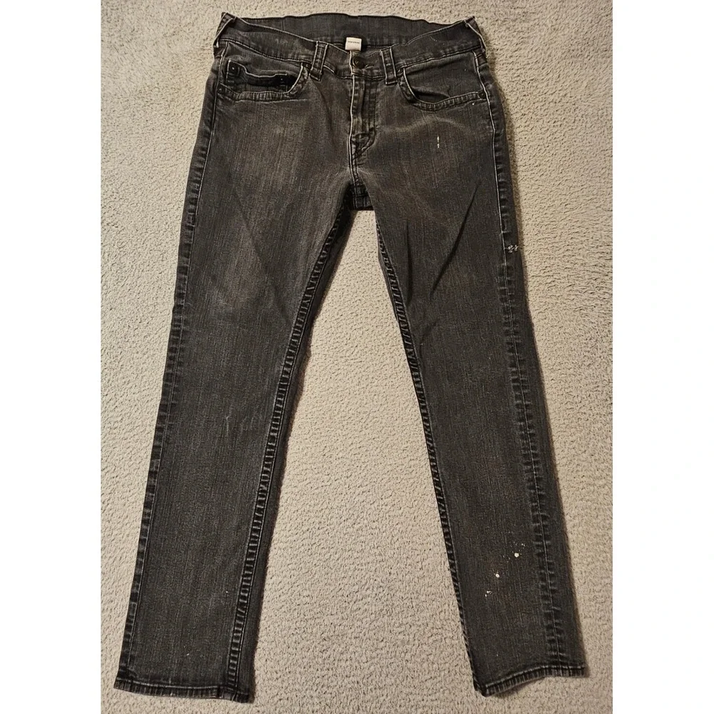 True Religion Geno Relaxed Slim Jeans Mens Size 34 x 30 Black Denim Pants